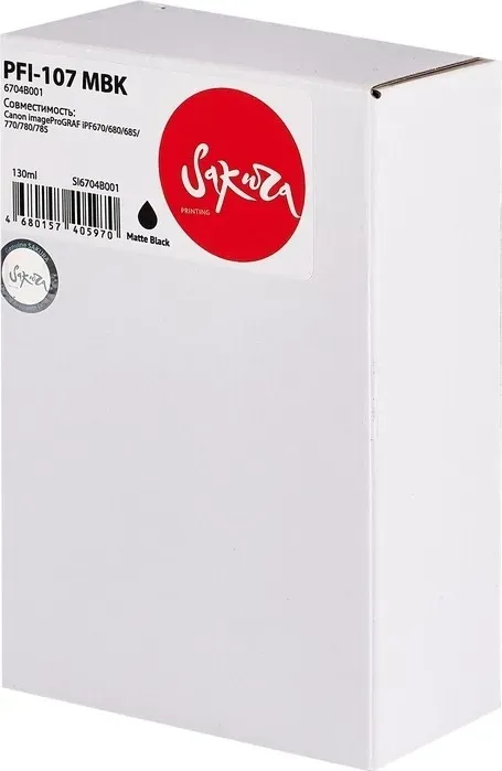 Картридж Sakura 6704B001 (PFI-107 MBK) для Canon, черный матовый, 130 мл.