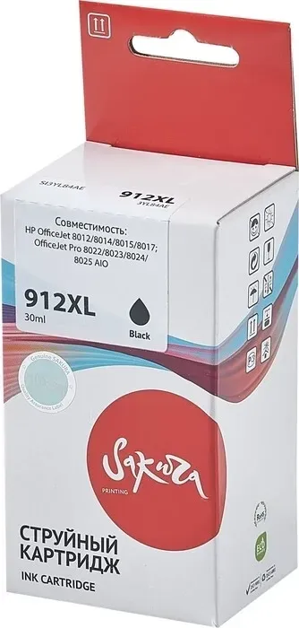 Картридж Sakura 3YL84AE (№912XL Black) для HP, черный, 30 мл., 825 к.
