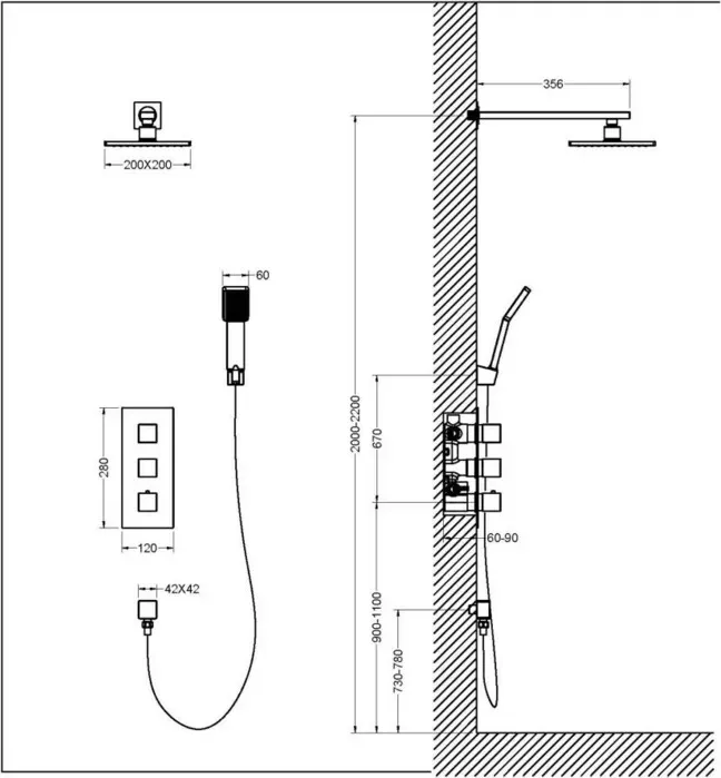 Душевая система TIMO Tetra-thermo с термостатом, золото матовое (SX-0179/17SM)