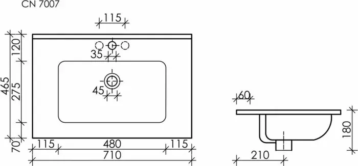 Раковина мебельная Ceramicanova Element 71х47 черная матовая (CN7007MB)