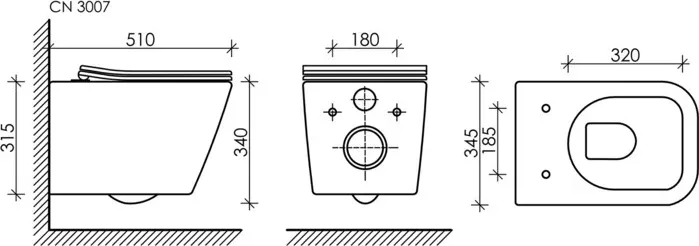 Унитаз подвесной Ceramicanova безободковый Metric Rimless с сиденьем-микролифт, черный матовый (CN3007MB)