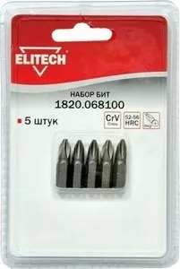 Набор бит Elitech 5 шт PH2x25 мм (1820. 068100)