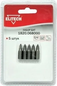 Набор бит Elitech 5 шт PH1x25 мм (1820. 068000)