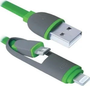 Кабель Defender MicroUSB-Lightning зеленый 1м (USB10-03BP)