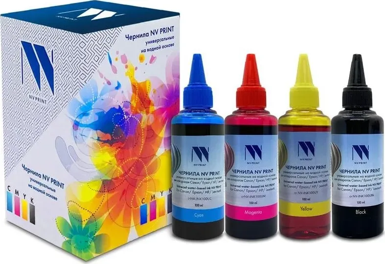 Чернила NV PRINT NV-INK100U-4 черный, голубой, пурпурный, желтый (C3457)