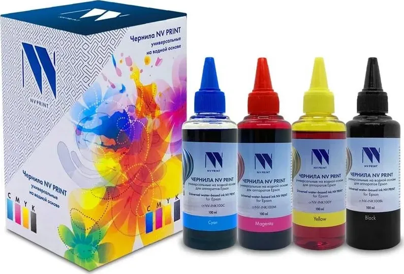 Чернила NV PRINT NV-INK100-4 черный, голубой, пурпурный, желтый (C3455)