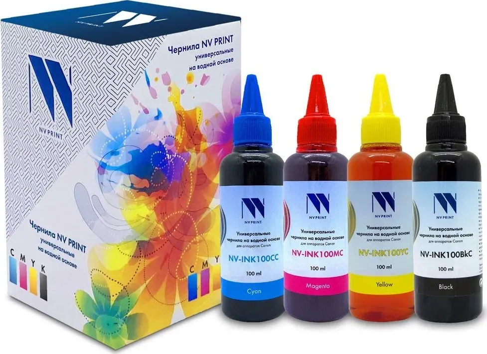 Чернила NV PRINT NV-INK100-C-4 черный, голубой, пурпурный, желтый (C3454)