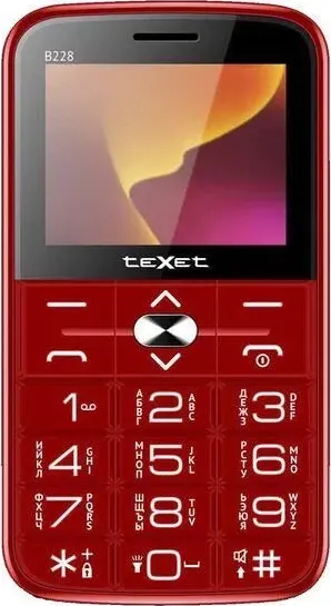 Смартфон TEXET TM-B228 Red Телефон мобильный