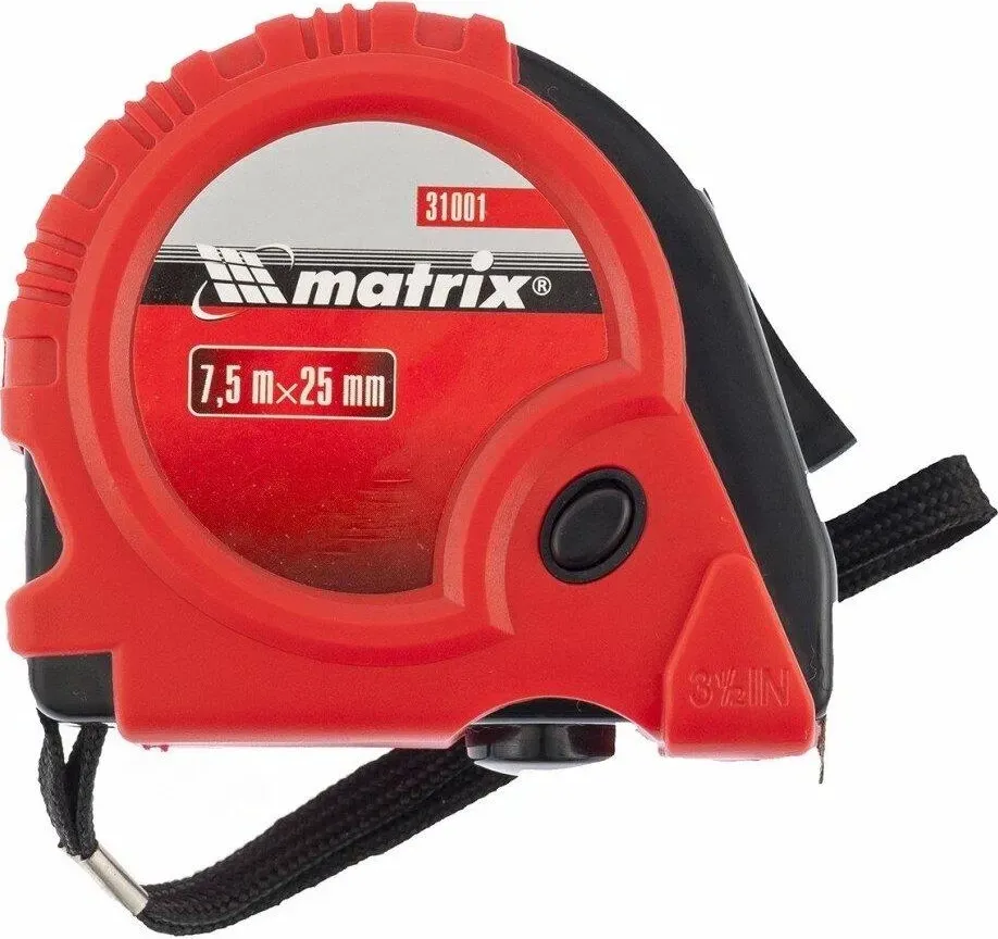 Рулетка MATRIX Rubber, 7,5 м х 25 мм, обрезиненный корпус 31001 Рулетки м х 25