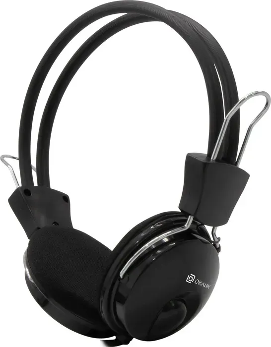 Наушники Oklick с микрофоном HS-M200 черный 1.8м накладные оголовье (1532011)