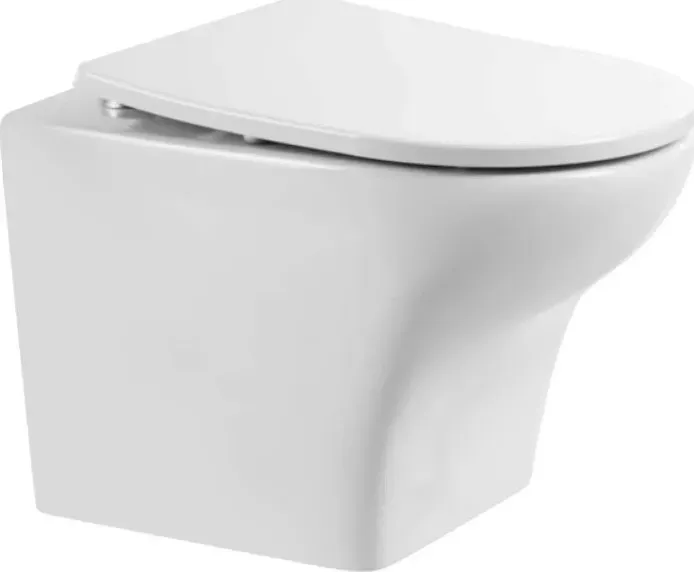 Унитаз подвесной BELBANGO безободковый Kraft тонкое сиденье микролифт (BB064CHR, BB2031SC) BelBagno