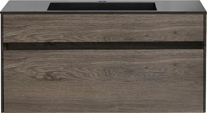 Тумба с раковиной Vincea с Chiara 100х43 R.Oak, раковина черная (VMC-2C100RO, VCB-13100B)