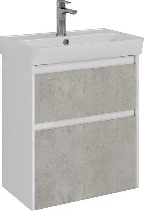Тумба с раковиной LEMARK с Combi 60х35 бетон/белый глянец (LM03C60T-Beton, 551360)