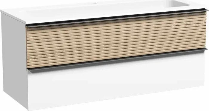 Тумба с раковиной Sancos с Delta 120х45 дуб светлый/белый (DL120W, CN7016)