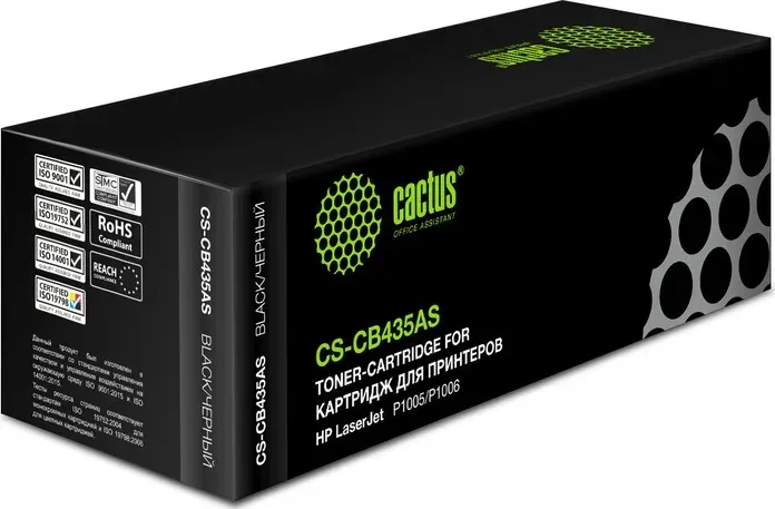 Картридж Cactus CS-CB435AS black ((1500стр.) для HP LaserJet P1005/P1006) (CS-CB435AS)