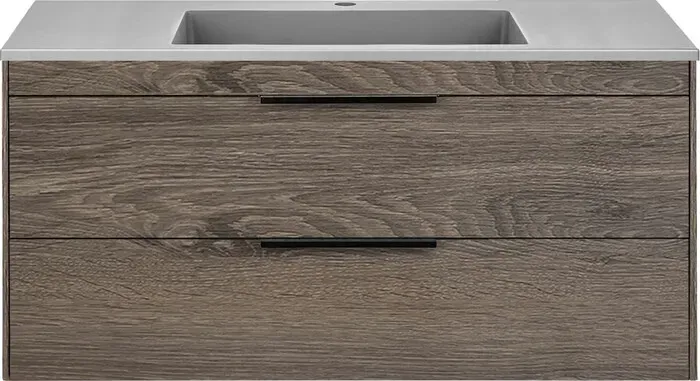 Тумба с раковиной Vincea с Chiara 2D 100х47 R.Oak, раковина серая (VMC-2C2100RO, VCB-13100G)