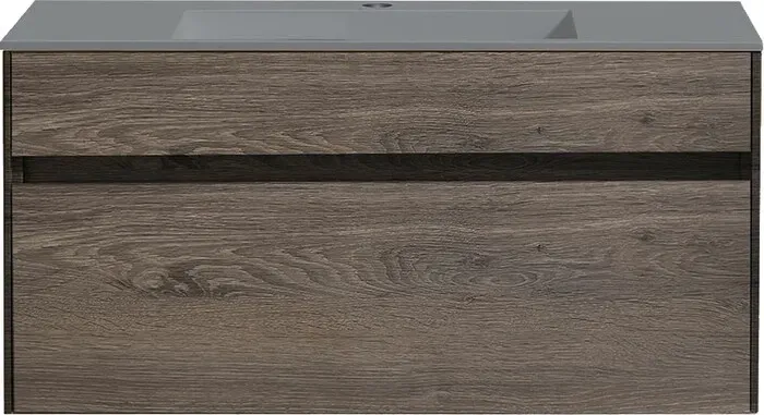 Тумба с раковиной Vincea с Chiara 100х43 R.Oak, раковина серая (VMC-2C100RO, VCB-13100G)