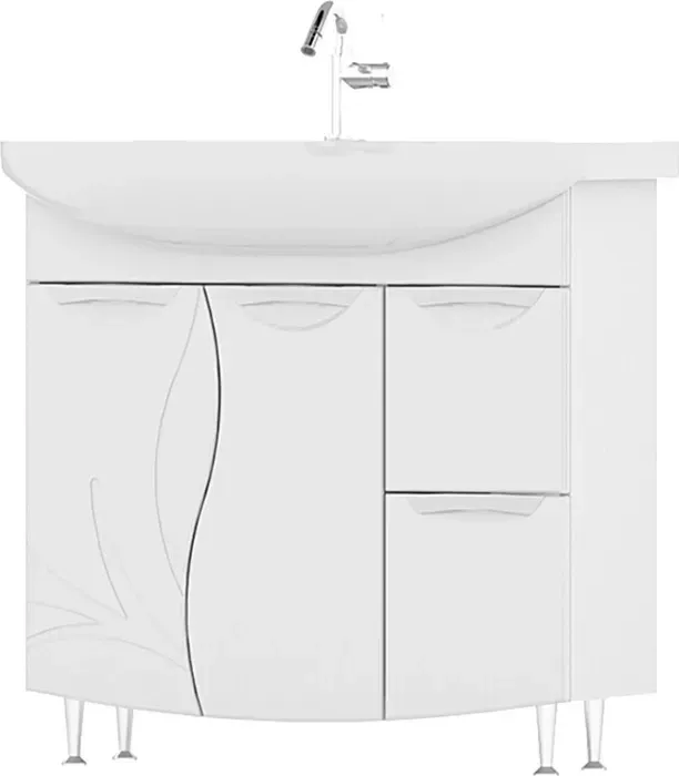 Тумба с раковиной Volna с Adel 80х30 напольная, белая (tnADEL80.2D.2Y-01, 4620000148258)