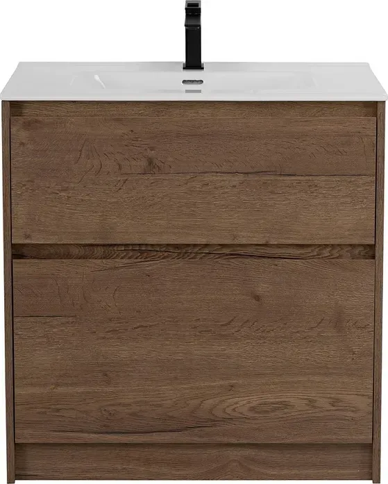 Тумба с раковиной BELBANGO с Kraft 80х46 Rovere Tabacco (KRAFT-800-2C-PIA-RT, BB800ETL) с BelBagno