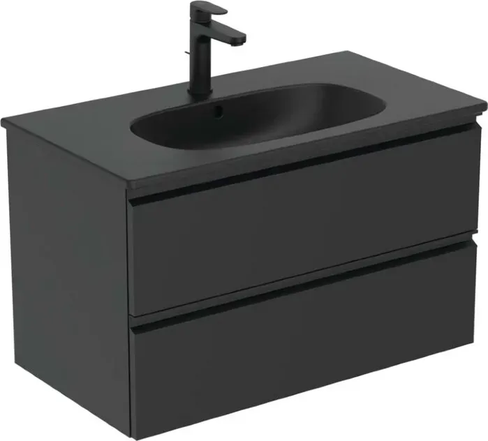 Тумба с раковиной Ideal Standard с Tesi 80х44 Silk Black, раковина черная (T0051ZT, T3509V3)