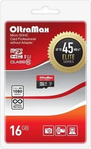 Карта памяти OLTRAMAX 16GB microSDHC Class 10 UHS-1 Elite [OM016GCSDHC10UHS-1-ElU1 w]