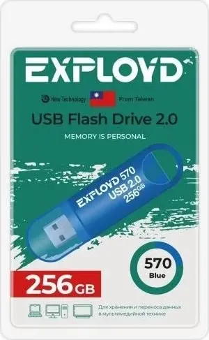Флеш-накопитель EXPLOYD 256GB 570 Blue 2.0 [EX-256GB-570-Blue] USB флэш-накопитель