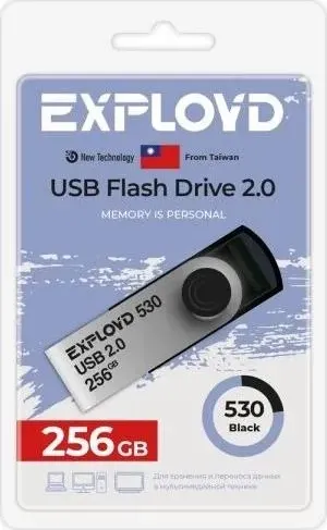 Флеш-накопитель EXPLOYD 256GB 530 Black 2.0 [EX-256GB-530-Black] USB флэш-накопитель