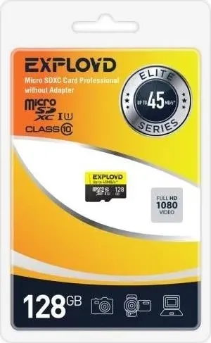 Карта памяти EXPLOYD 128GB microSDXC Class 10 UHS-1 Elite [EX128GCSDXC10UHS-1-ElU1 w]