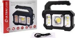 Фонарь ULTRAFLASH (15194) LED51526 ( акк 4В, черн., 1LED+COB+6xSMD, 3 Вт, 4 реж, Micro USB, бокс) фонарь (фонарь 3 4