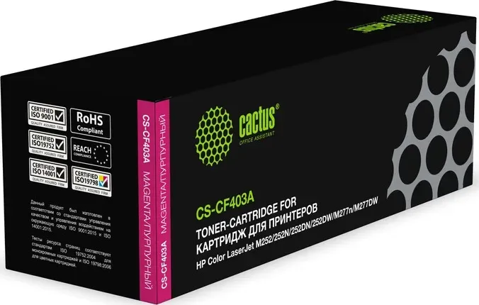 Картридж Cactus CS-CF403A magenta ((1400стр.) для HP Color LaserJet M252/252N/252DN/252DW/M277n/M277DW) (CS-CF403A)