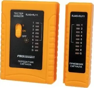 Тестер PROCONNECT (12-1006-4) кабеля RJ-45+RJ-11 ИЗМЕРИТЕЛЬНЫЕ ПРИБОРЫ
