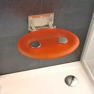Сиденье для душа RAVAK Ovo P Orange откидное, полупрозрачное, оранжевое (B8F0000005)