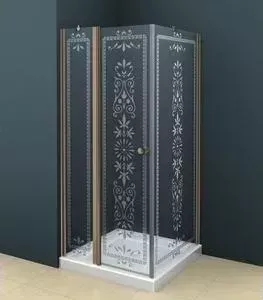 Душевой уголок CEZARES ROYAL PALACE-A-AH-12-120/90-CP-Br профиль бронза, стекло прозрачное с матовым рисунком