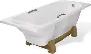 Ванна из литого мрамора Эстет Камелия 180x75 см, прямоугольная, с деревянной подставкой (ФР-00001032, ФР-00001078)