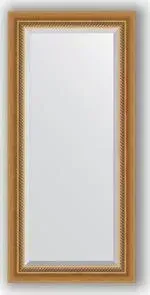 Зеркало Evoform с фацетом в багетной раме Exclusive 53x113 см, состаренное золото с плетением 70 мм (BY 3483)