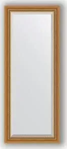 Зеркало Evoform с фацетом в багетной раме Exclusive 58x143 см, состаренное золото с плетением 70 мм (BY 3535)