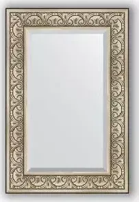 Зеркало Evoform с фацетом в багетной раме Exclusive 60x90 см, барокко серебро 106 мм (BY 3424)