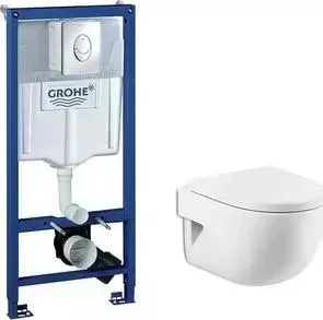 Комплект унитаза с инсталляцией ROCA Meridian 346248000 унитаз + инсталляция Grohe 38721001, кнопка хром