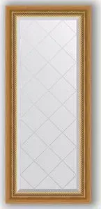 Зеркало Evoform с гравировкой Exclusive-G 53x123 см, в багетной раме - состаренное золото с плетением 70 мм (BY 4045)
