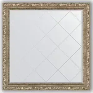 Зеркало Evoform с гравировкой Exclusive-G 105x105 см, в багетной раме - виньетка античное серебро 85 мм (BY 4444)
