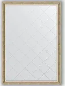 Зеркало Evoform с гравировкой Exclusive-G 128x183 см, в багетной раме - состаренное серебро с плетением 70 мм (BY 4476)