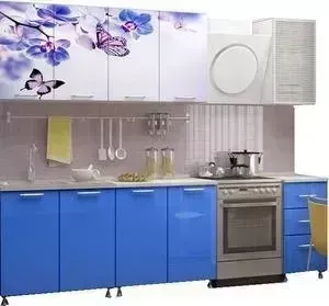 Кухонный гарнитур Миф Бабочки 2,0 м с фотопечатью ЛДСП