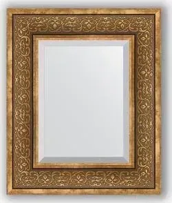 Зеркало Evoform с фацетом в багетной раме Exclusive 49x59 см, вензель бронзовый 101 мм (BY 3370)