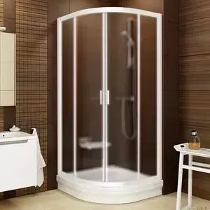 Душевой уголок RAVAK Blix BLCP4 80x80 см, с поддоном, стекло матовое Грапе, профиль белый