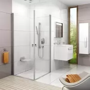 Душевой уголок RAVAK Chrome CRV1+CRV1 100x80 см, с поддоном, стекло прозрачное, хром