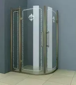 Душевой уголок CEZARES RETRO-A-RH-2-120/90-SCORREVOLE-CP-Br профиль бронза, стекло прозрачное с матовым рисунком