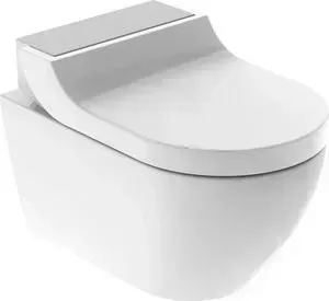 Унитаз подвесной Geberit AquaClean Tuma Comfort безободковый, с сиденьем микролифт, дизайн матовая сталь (146.294.FW.1)