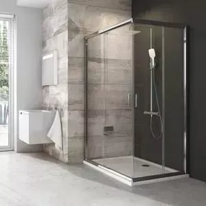 Душевой уголок RAVAK Blix BLRV2K+BLRV2K 120x80 см, с поддоном, стекло тонированное Графит, хром