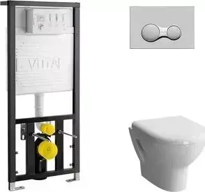 Инсталляция для унитаза VITRA Zentrum Rim-Ex унитаз, , сиденье микролифт, клавиша хром (5795B003-0075, 801-003-009, 742-5800-01, 740-0480)