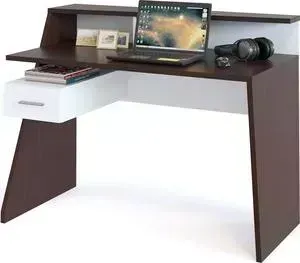 Стол компьютерный СОКОЛ КСТ-108 венге/белый